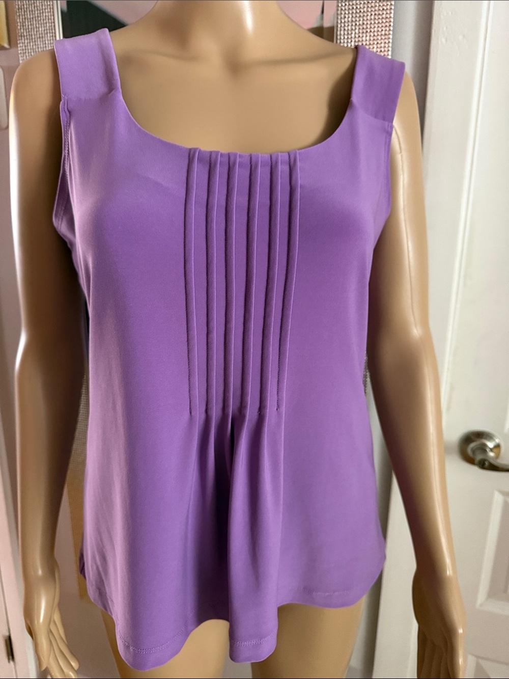 Summer Sale Picadilly Fashion Lavender Pleat-Front Sleeveless Camisole